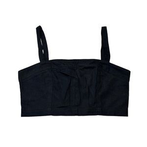 WORKHALL Black Crop Zip Back Top Size L